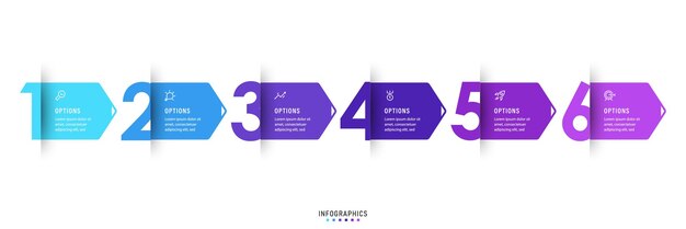 Vector Infographic label design template with icons and 6 options or steps Can be used for process