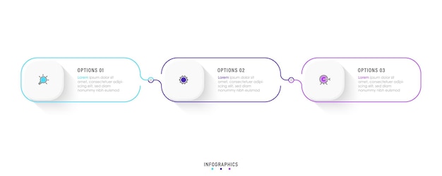 ベクター インフォ グラフィック ラベル デザイン テンプレート アイコンと 3 つのオプションまたは手順。プロセスに使用できます