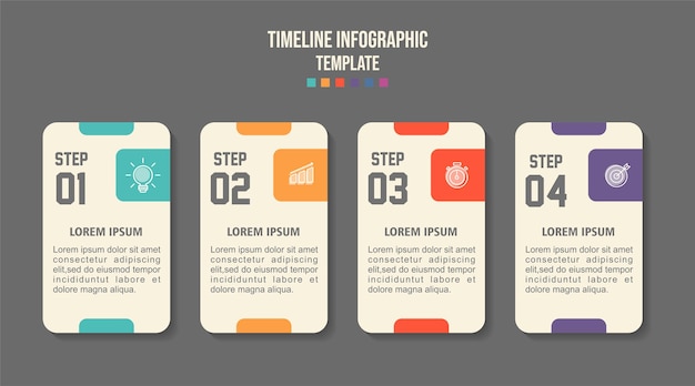 ベクトル ベクトル インフォグラフィック レイベル デザイン テンプレート アイコンと 4 つのオプションまたはステップ