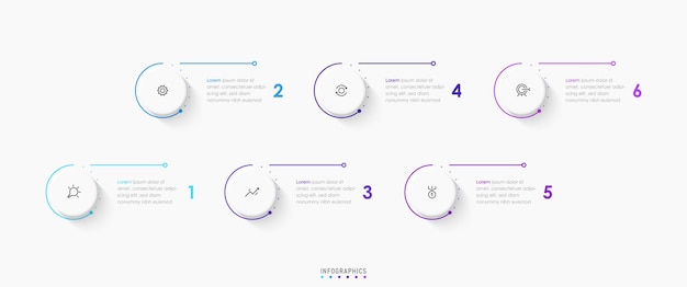 Вектор Шаблон векторного инфографического дизайна этикетки с иконками и 6 вариантами или шагами может использоваться для процесса