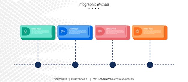 Vector infographic label design with icons and 4 options or steps can be used for process diagrams