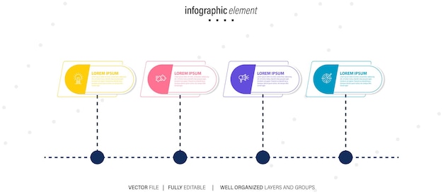 Vector infographic label design with icons and 4 options or steps can be used for process diagrams