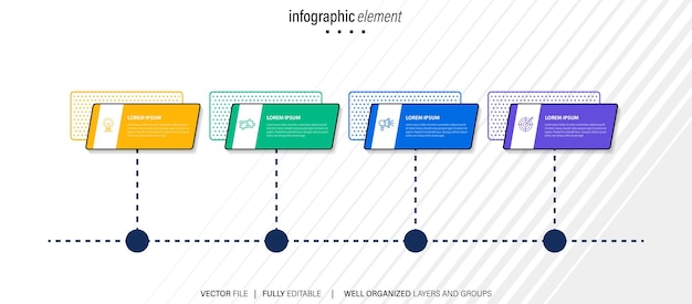 Vector infographic label design with icons and 4 options or steps can be used for process diagrams