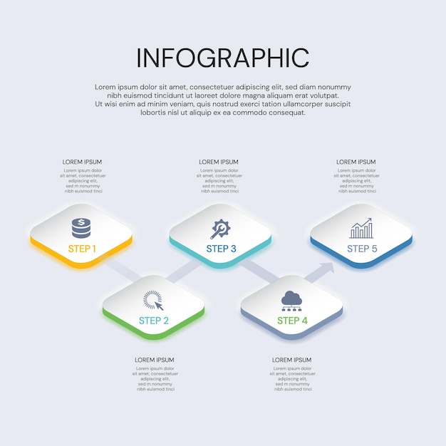 Vector infographic label design with icons. Business concept flowchart, diagram.