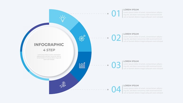 Vector infographic label ontwerp met cirkel infographic sjabloon ontwerp en 456 opties of stappen