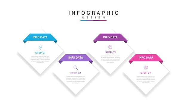 Vector Infographic label ontwerp sjabloon met pictogrammen en 4 opties of stappen