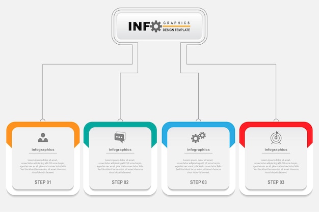 Vector infographic labelontwerpsjabloon met pictogram en 4 opties of stappen