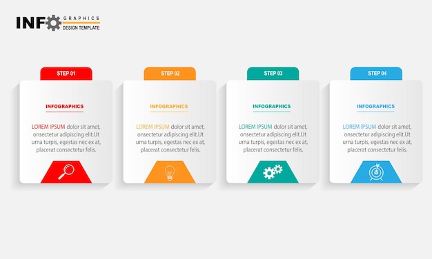 Vector infographic labelontwerpsjabloon met pictogram en 4 opties of stappen