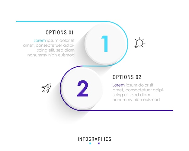 Vector Infographic labelontwerpsjabloon met pictogrammen en 2 opties of stappen. Kan worden gebruikt voor proces;