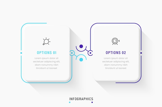 Vector Infographic labelontwerpsjabloon met pictogrammen en 2 opties of stappen. Kan worden gebruikt voor proces;