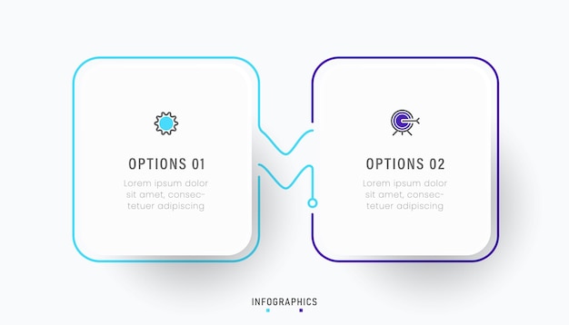 Vector Infographic labelontwerpsjabloon met pictogrammen en 2 opties of stappen Kan worden gebruikt voor proces