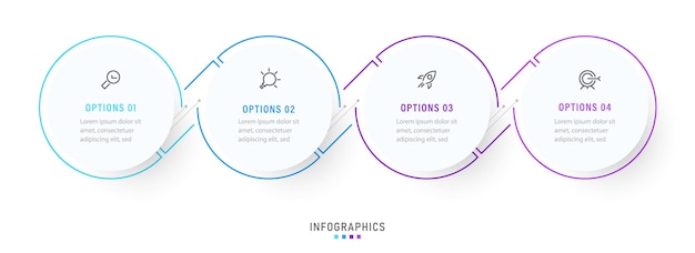 Vector infographic labelontwerpsjabloon met pictogrammen en 4 opties of stappen kan worden gebruikt voor proces
