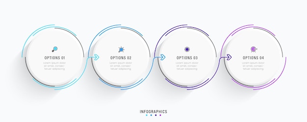 Vector infographic labelontwerpsjabloon met pictogrammen en 4 opties of stappen kan worden gebruikt voor proces