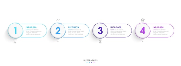 Vector infographic labelontwerpsjabloon met pictogrammen en 4 opties of stappen. kan worden gebruikt voor proces;