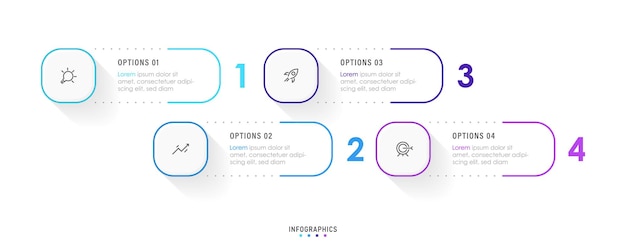 Vector Infographic labelontwerpsjabloon met pictogrammen en 4 opties of stappen. Kan worden gebruikt voor proces;