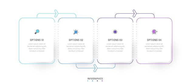 Vector vector infographic labelontwerpsjabloon met pictogrammen en 4 opties of stappen. kan worden gebruikt voor proces;