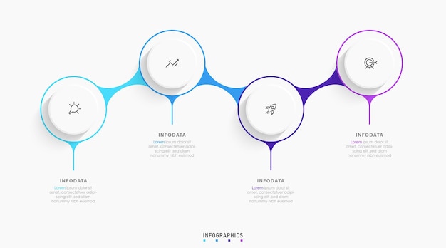 Vector Infographic labelontwerpsjabloon met pictogrammen en 4 opties of stappen Kan worden gebruikt voor proces