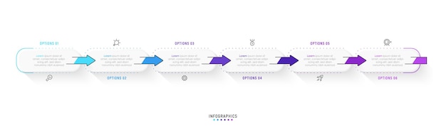 Vector Infographic labelontwerpsjabloon met pictogrammen en 6 opties of stappen. Kan worden gebruikt voor proces;