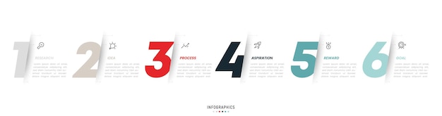 Vector Infographic labelontwerpsjabloon met pictogrammen en 6 opties of stappen Kan worden gebruikt voor proces