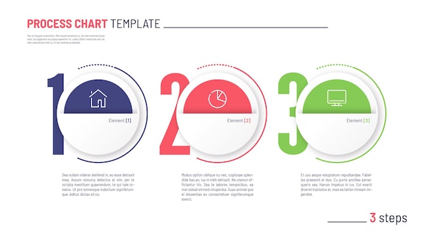 Vector infographic numbered process chart template Three steps