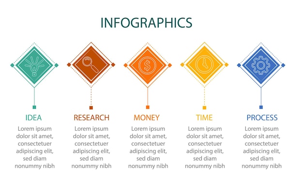 Vector infographic ontwerp met pictogrammen proces diagram stroomschema info grafiek Infographics voor busi