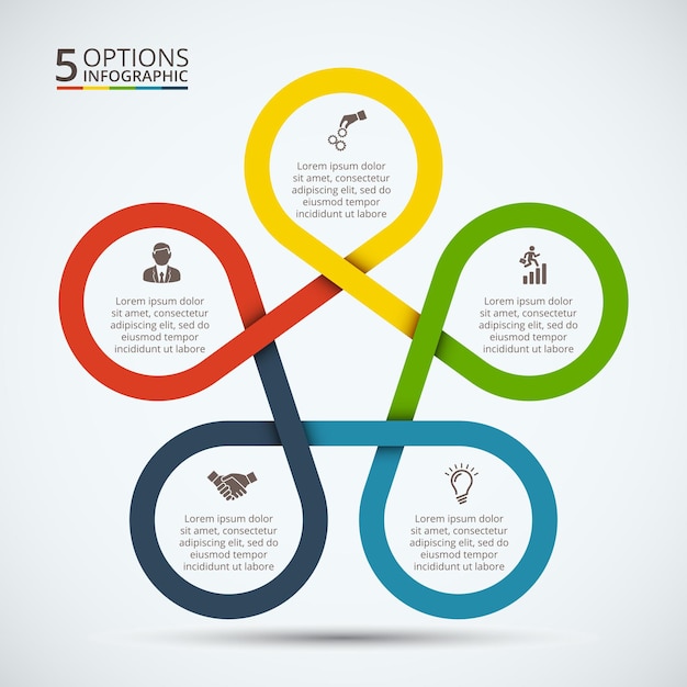 Vector infographic ontwerpsjabloon Bedrijfsconcept met 5 opties onderdelen stappen of processen