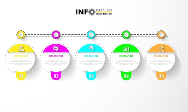 Vector infographic ontwerpsjabloon met 5 opties of stappen