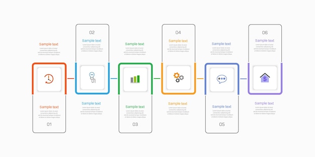 Vector infographic ontwerpsjabloon met pictogrammen en 6 opties of stappen