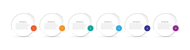 Vector infographic paper layout design template with thin line process Business concept 6 options