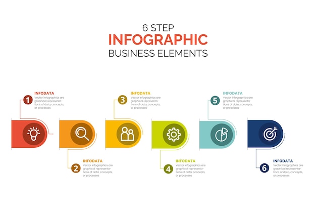 Vector infographic pijlontwerp met 6 opties of stappen infographics voor bedrijfsconcept