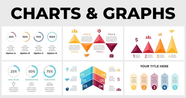 Vector vector infographic presentatiesjabloon financieel statistisch rapport grafiek stappen delen diagram