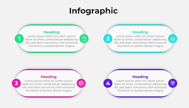 Вектор Шаблон дизайна векторной инфографической презентации с иконами и 4 вариантами или шагами