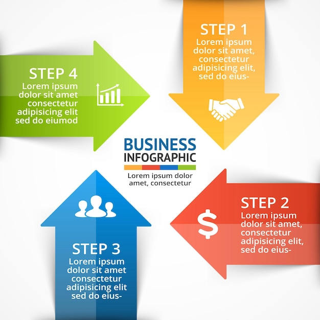 Vector infographic presentation template circle diagram chart 4 steps parts