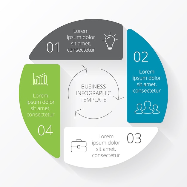 Вектор шаблон презентации инфографики круговая диаграмма 4 шага частей