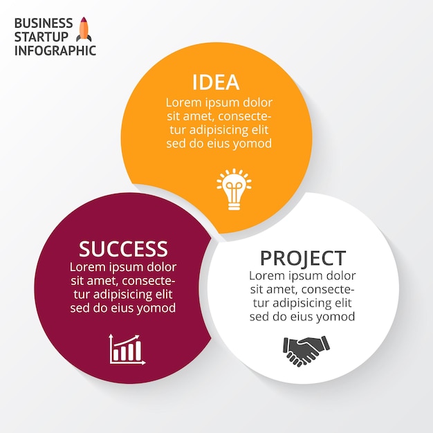 Vector infographic presentation template circle diagram chart with 3 options