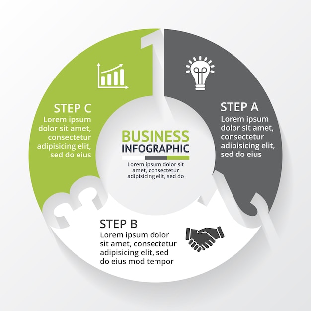 Vector Infographic Presentation template Circle diagram Chart with 3 options