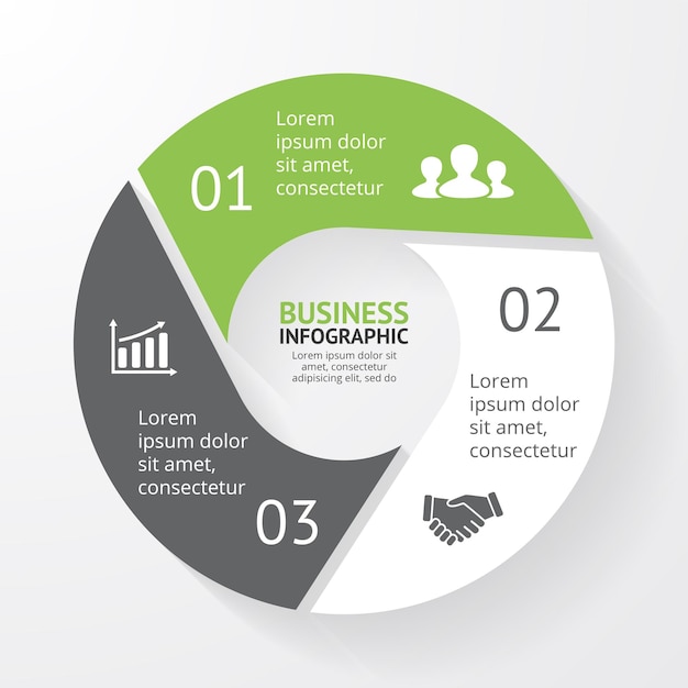 Vector infographic presentation template circle diagram chart with 3 options