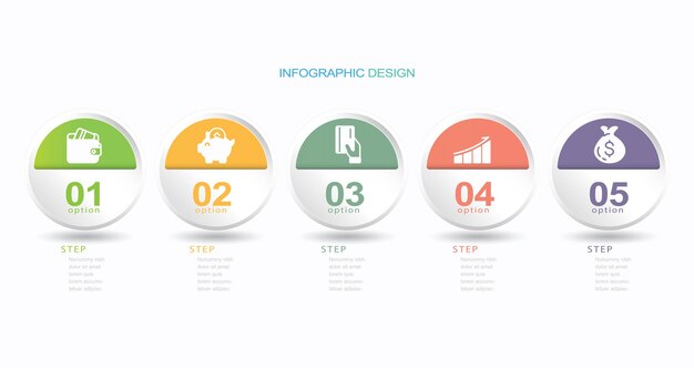 Vector infographic process chart template Five steps stock illustration Infographic Circle Chart