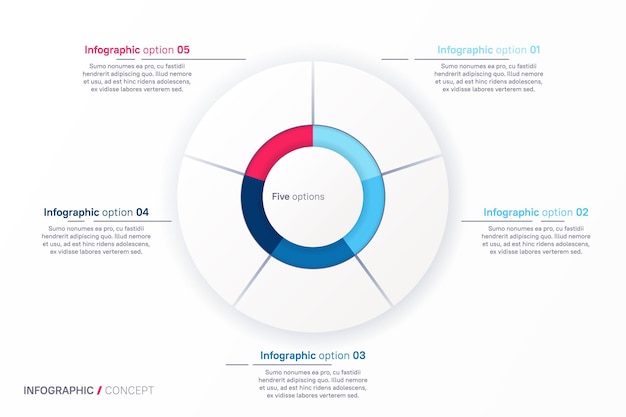 Vector vector infographic ronde grafiek sjabloon vijf opties stappen delen