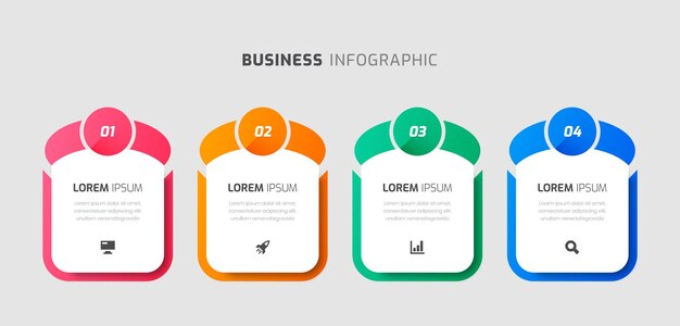 Vector infographic sjabloon met abstracte ontwerp iconen en 4 cijfers voor presentatie