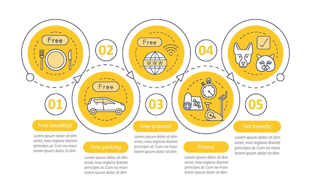 Vector infographic sjabloon voor hotelvoorzieningen