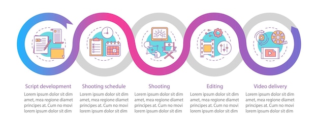 Vector infographic sjabloon voor videoproductieproces