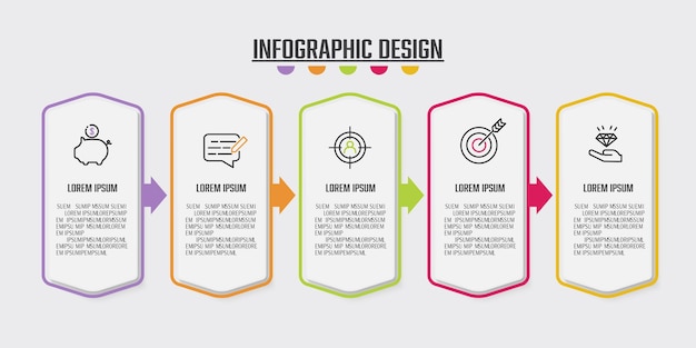 Vector infographic template business 5 step for presentation banner process diagram