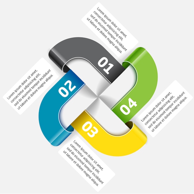 Вектор инфографики шаблон из четырех сегментов и цветов