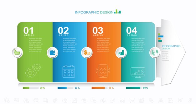 벡터 Infographic 템플릿 재고 일러스트 레이 션 여러 이미지 진행 Infographic