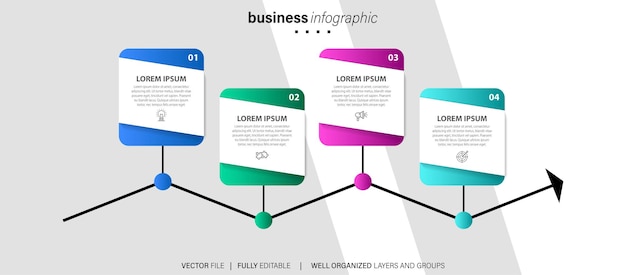 Vector infographic template with 3d paper label integrated circles business concept with 4 options