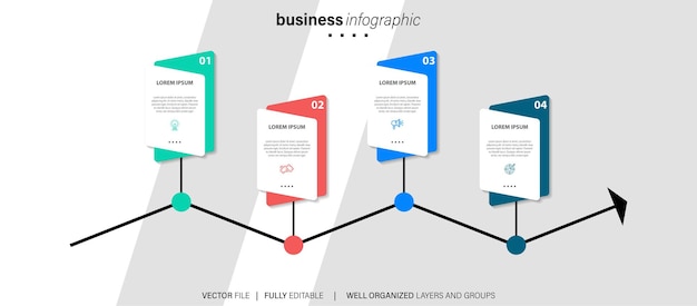 Вектор Векторный инфографический шаблон с интегральными кругами 3d бумажной этикетки бизнес-концепция с 4 вариантами
