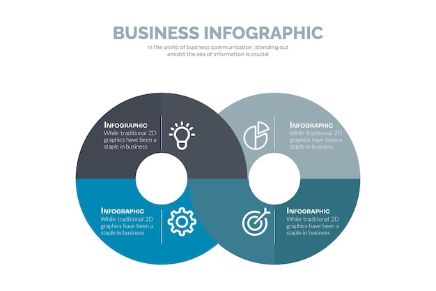 Vector infographic template with 3D paper label integrated circles Business concept with 4 options