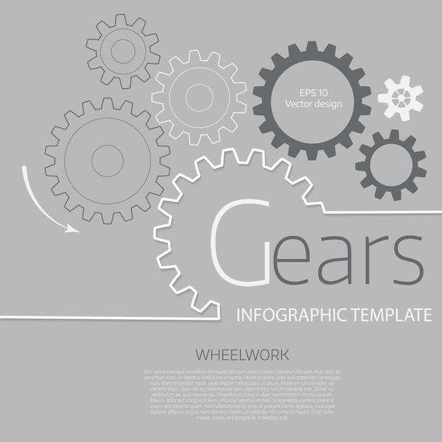 Vector vector infographic template with gears  on grey background business and industry concept with options parts steps processes