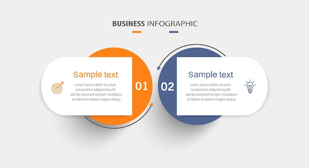 ベクトル インフォグラフィック テンプレート アイコンと 2 つのオプションまたはステップ